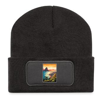 Rio de Janeiro Brésil Coucher de soleil sur la côte du Pain de Sucre - Beanie recyclé à patch - charbon - Devant