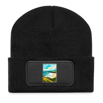 Dingle-Halbinsel Irland Reiseplakat Stadtbild - Recycelte Patch Beanie - Schwarz - Vorne