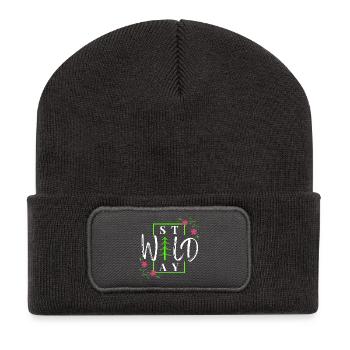 Stay Wild - Rustikaler Winterwald - Recycelte Patch Beanie - Dunkelgrau - Vorne