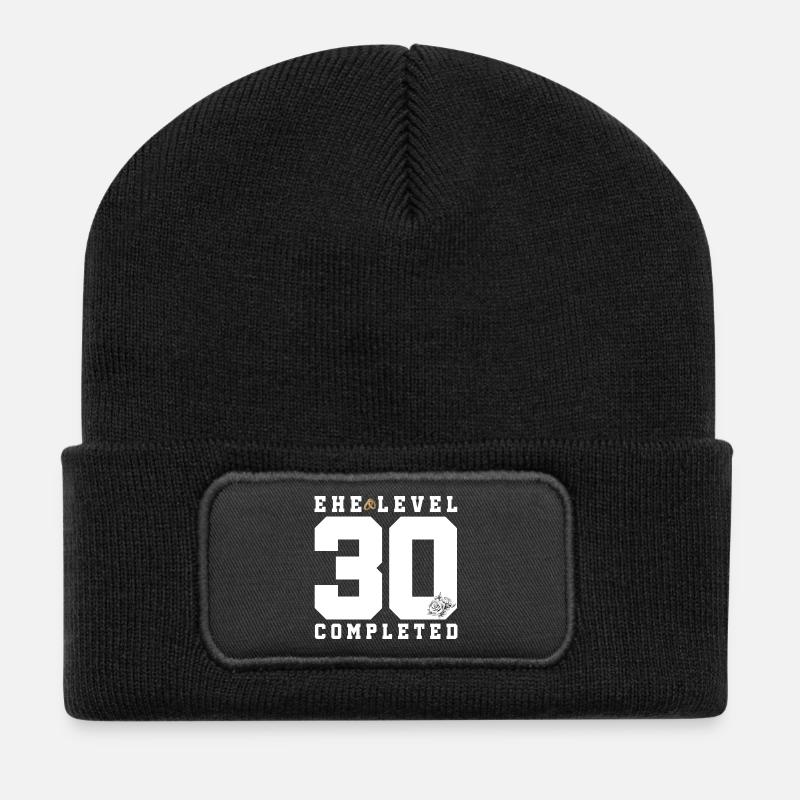 30th Wedding Anniversary - Recycled Patch Beanie - black