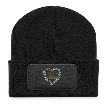  Maedels der Braut! Herz - Recycelte Patch Beanie - Schwarz - Vorne