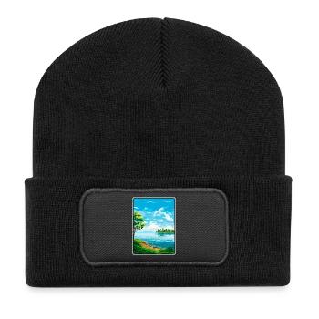 Affiche de voyage sur Lake Erie USA Canada Paysage urbain WPA - Beanie recyclé à patch - noir - Devant