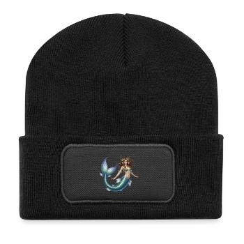 Sea nymph with scaly fin - Recycled Patch Beanie - black - Front