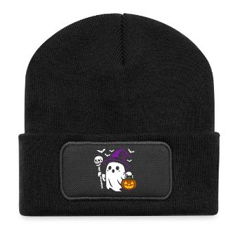 Ghost, Halloween Party Costume - Pumpkin - Recycled Patch Beanie - black - Front