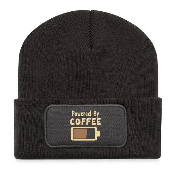 Kaffeeliebe Motiv auf Kleidung - Recycelte Patch Beanie - Dunkelgrau - Vorne