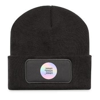 *innen_innen:innen - Recycelte Patch Beanie - Dunkelgrau - Vorne
