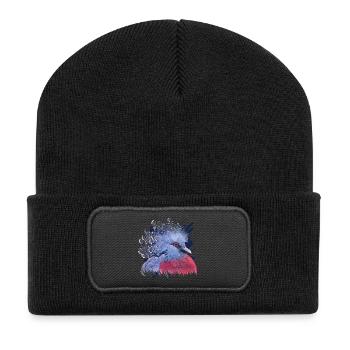 Pigeon couronné - Beanie recyclé à patch - noir - Devant