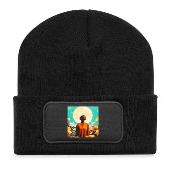 Portrait of Moon, Woman and Enchanted Flowers - Recycled Patch Beanie - black - Front