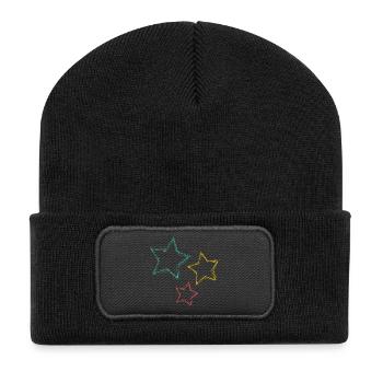 Colorful stars with an artistic atmosphere - Recycled Patch Beanie - black - Front