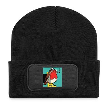 Robin Smoking - Recycled Patch Beanie - black - Front