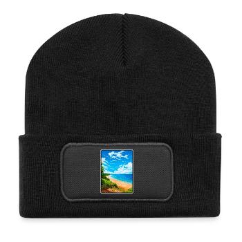 Affiche de voyage vintage au lac Michigan USA Paysage urbain - Beanie recyclé à patch - noir - Devant
