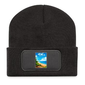 Affiche de voyage vintage au lac Michigan USA Paysage urbain - Beanie recyclé à patch - charbon - Devant
