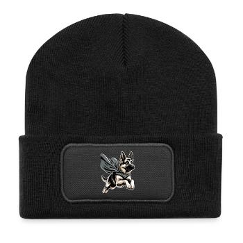Super Dog German Shepherd Cape Gift - Recycled Patch Beanie - black - Front