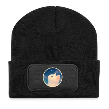 Dreamy kitten under a starry sky - Recycled Patch Beanie - black - Front