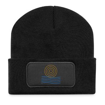 Motif abstrait du soleil et de la mer - Beanie recyclé à patch - noir - Devant