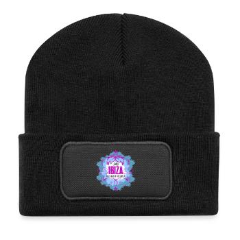 Ibiza Sonne und Meer Design - Recycelte Patch Beanie - Schwarz - Vorne