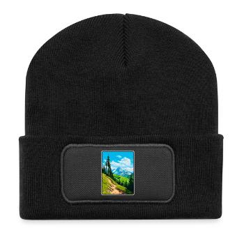 Piz Badile Switzerland Travel Poster Cityscape WPA - Recycled Patch Beanie - black - Front