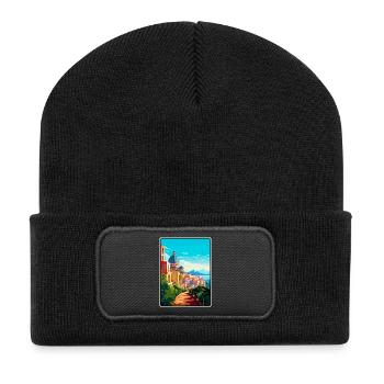 Cagliari Italie Méditerranée lever de soleil Affiche de voyage - Beanie recyclé à patch - noir - Devant