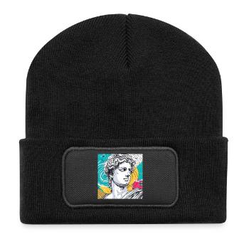 Bunte abstrakte Mythologie-Statue - Recycelte Patch Beanie - Schwarz - Vorne
