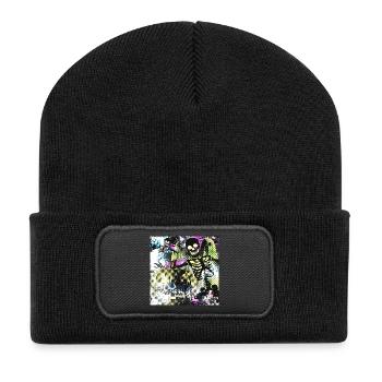 Haunted Pumpkin Skeletons in Neon Forest - Recycled Patch Beanie - black - Front