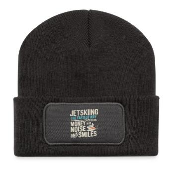 Jetski Argent Dans Le Bruit Et Sourire Citation - Beanie recyclé à patch - charbon - Devant