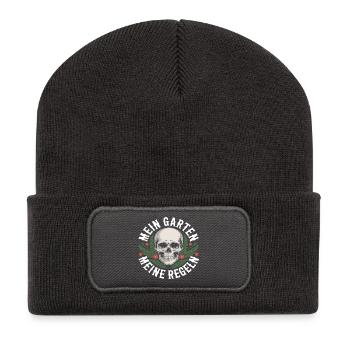My garden, my rules - Recycled Patch Beanie - dark grey - Front
