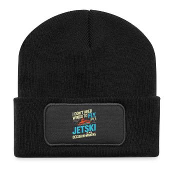 Jetski Rider Lustige Entscheidungsfindung Zitat - Recycelte Patch Beanie - Schwarz - Vorne