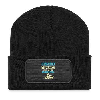 Jetski Humour Océan Vagues Splash Rider - Beanie recyclé à patch - noir - Devant