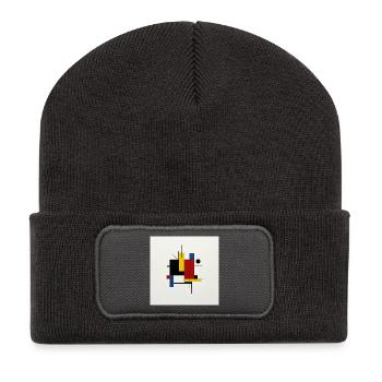 Composition abstraite géométrique colorée - Beanie recyclé à patch - charbon - Devant