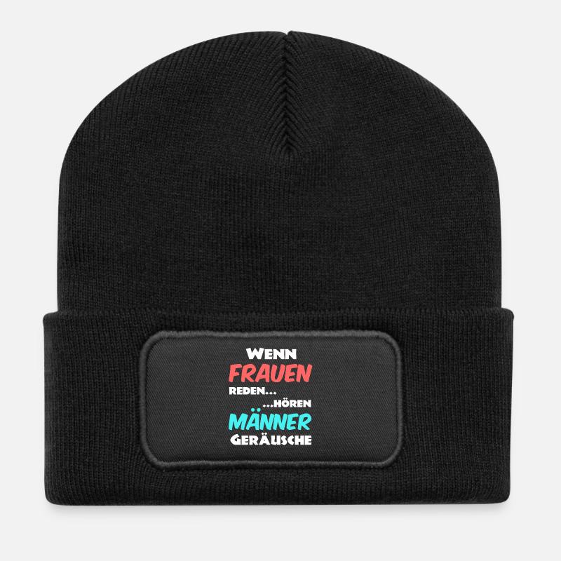 Männer und Frauen Sprüche - Recycelte Patch Beanie - Schwarz