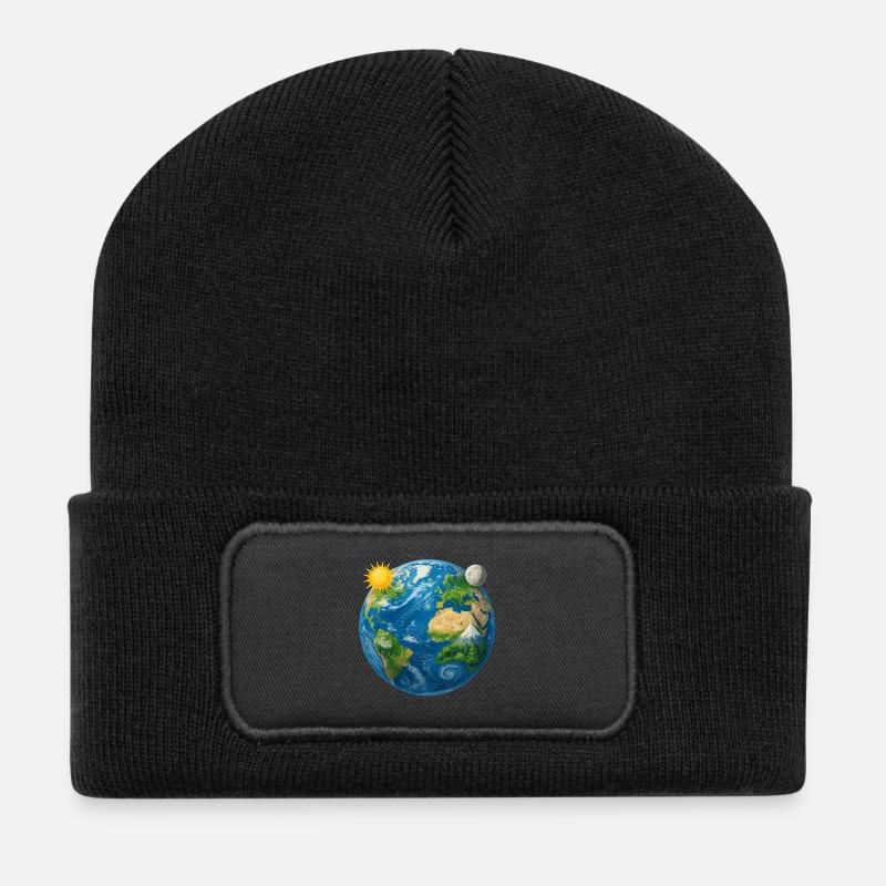 Erde - Earth - Planet Erde Universum - Recycelte Patch Beanie - Schwarz