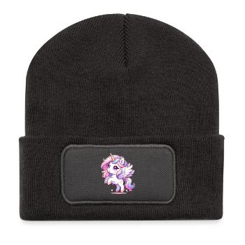 Licorne magique - Beanie recyclé à patch - charbon - Devant