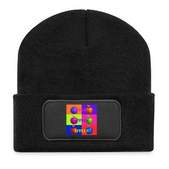 Pop Art Apple Collage Design - Beanie recyclé à patch - noir - Devant