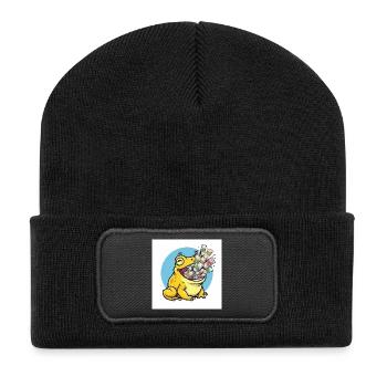 Laughing frog with money rain - Recycled Patch Beanie - black - Front