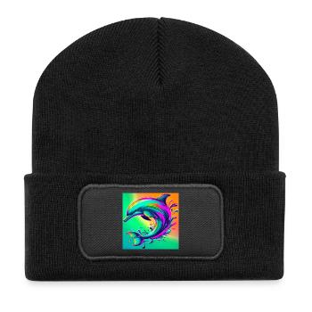 Delfin - Recycelte Patch Beanie - Schwarz - Vorne