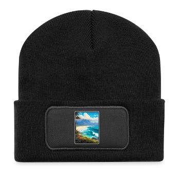 Cameo Island Greece Travel Poster Cityscape WPA - Recycled Patch Beanie - black - Front