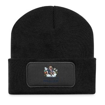 Yawning lazy sloth in the office - Recycled Patch Beanie - black - Front
