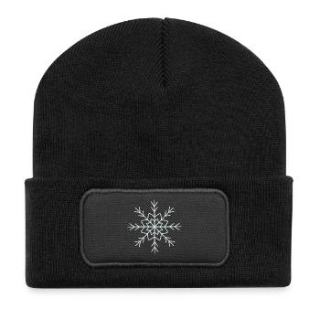 Kompliziertes Schneeflocken-Linien-Art-Design - Recycelte Patch Beanie - Schwarz - Vorne