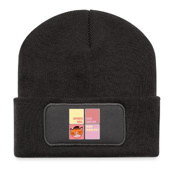 APRÈS-SKI SKIFAHREN KUH LUSTIG - Recycelte Patch Beanie - Dunkelgrau - Vorne
