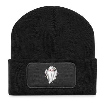Cute Glowing Ghost Illustration - Recycled Patch Beanie - black - Front