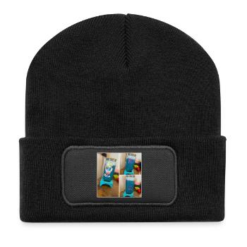 Glitzerbecher - Recycelte Patch Beanie - Schwarz - Vorne