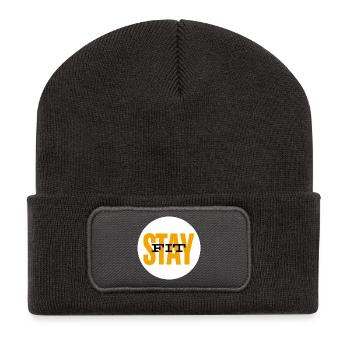 Conception motivante pour rester en forme - Beanie recyclé à patch - charbon - Devant