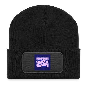 No Pain No Gain Motivational Design - Recycled Patch Beanie - black - Front