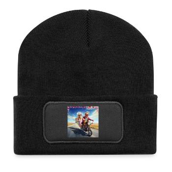 Drôles de seniors sur la balade en vélo électrique joie de vivre - Beanie recyclé à patch - noir - Devant