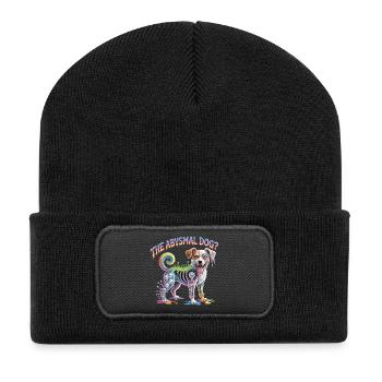 Psychedelic Abysimal Dog Illustration - Recycled Patch Beanie - black - Front