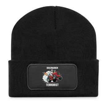 Grasnarben-Terrorist - Recycelte Patch Beanie - Schwarz - Vorne