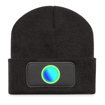 Himmlisches blaues Sternbild - Recycelte Patch Beanie - Dunkelgrau - Vorne