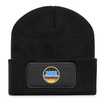 Jahr 2008 - Recycelte Patch Beanie - Schwarz - Vorne