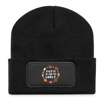 Essen aus aller Welt - Recycelte Patch Beanie - Schwarz - Vorne