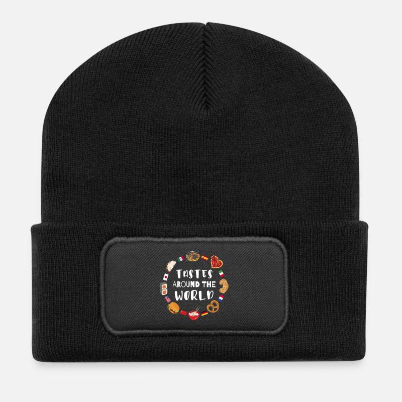 Essen aus aller Welt - Recycelte Patch Beanie - Schwarz